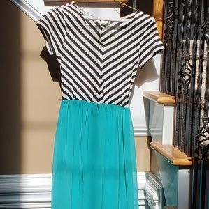 Chevron Style Dress with Flowy Aqua Skirt